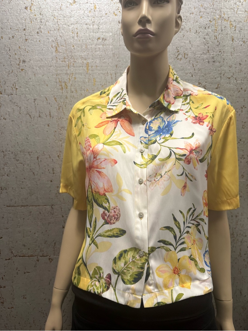 Rose+Olive Resort Floral Button Down Blouse, Short Sleeve Blouse